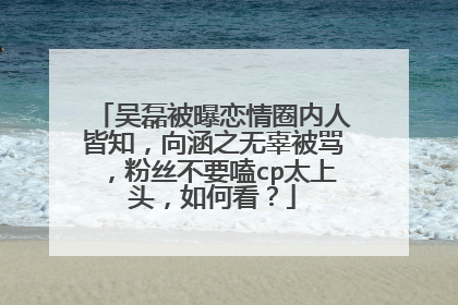 吴磊被曝恋情圈内人皆知，向涵之无辜被骂，粉丝不要嗑cp太上头，如何看？