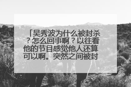 吴秀波为什么被封杀？怎么回事啊？以往看他的节目感觉他人还算可以啊。突然之间被封杀了有点奇怪