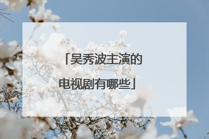 吴秀波主演的电视剧有哪些