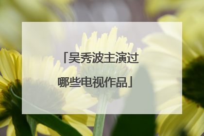 吴秀波主演过哪些电视作品