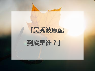 吴秀波原配到底是谁？