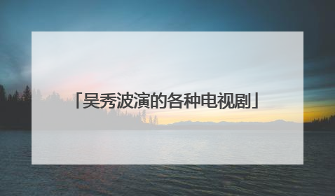 吴秀波演的各种电视剧