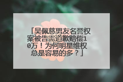 吴佩慈男友名誉权案被告需道歉赔偿10万!为何明星维权总是容易的多?