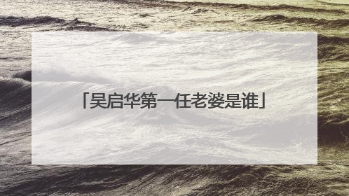 吴启华第一任老婆是谁