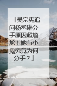 吴宗宪追问杨丞琳分手原因超尴尬!她与小鬼究竟为何分手?
