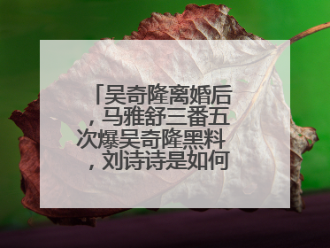 吴奇隆离婚后，马雅舒三番五次爆吴奇隆黑料，刘诗诗是如何让应对的？