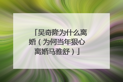 吴奇隆为什么离婚（为何当年狠心离婚马雅舒）