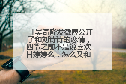 吴奇隆发微博公开了和刘诗诗的恋情,四爷之前不是说喜欢甘婷婷么,怎么又和刘诗诗好上了?