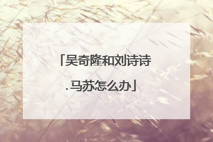 吴奇隆和刘诗诗.马苏怎么办