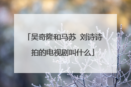 吴奇隆和马苏 刘诗诗 拍的电视剧叫什么