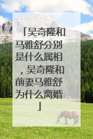 吴奇隆和马雅舒分别是什么属相，吴奇隆和前妻马雅舒为什么离婚