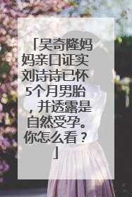 吴奇隆妈妈亲口证实刘诗诗已怀5个月男胎,并透露是自然受孕。你怎么看?