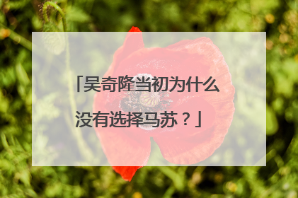 吴奇隆当初为什么没有选择马苏？