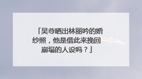 吴尊晒出林丽吟的婚纱照，他是借此来挽回崩塌的人设吗？