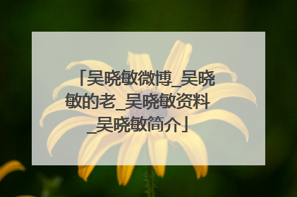 吴晓敏微博_吴晓敏的老_吴晓敏资料_吴晓敏简介