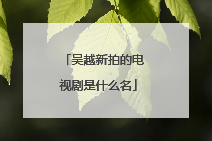 吴越新拍的电视剧是什么名