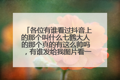 各位有谁看过抖音上的那个叫什么七鹤大人的那个真的有这么帅吗,有谁发给我图片看一下到底长啥样