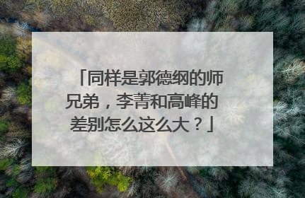 同样是郭德纲的师兄弟，李菁和高峰的差别怎么这么大？