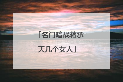 名门暗战蒋承天几个女人