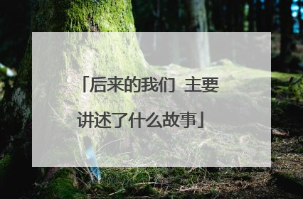 后来的我们 主要讲述了什么故事