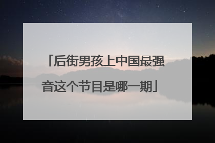 后街男孩上中国最强音这个节目是哪一期