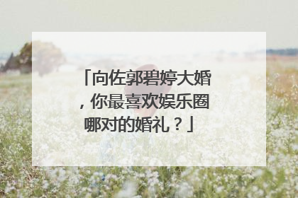 向佐郭碧婷大婚,你最喜欢娱乐圈哪对的婚礼?