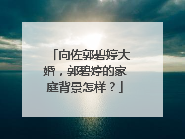 向佐郭碧婷大婚，郭碧婷的家庭背景怎样？
