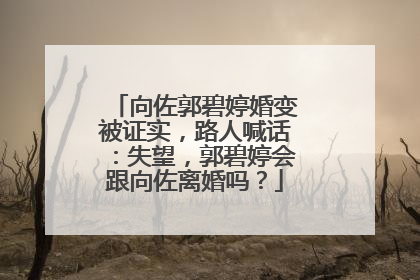 向佐郭碧婷婚变被证实，路人喊话：失望，郭碧婷会跟向佐离婚吗？