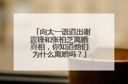 向太一语道出谢霆锋和张柏芝离婚真相，你知道他们为什么离婚吗？