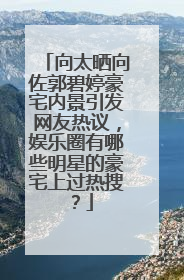 向太晒向佐郭碧婷豪宅内景引发网友热议，娱乐圈有哪些明星的豪宅上过热搜？