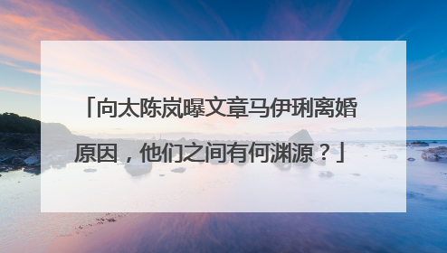 向太陈岚曝文章马伊琍离婚原因,他们之间有何渊源?