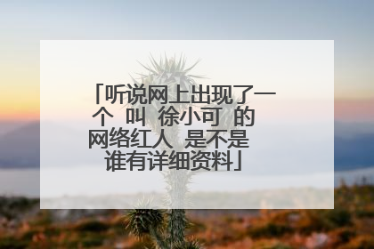 听说网上出现了一个 叫 徐小可 的网络红人 是不是 谁有详细资料