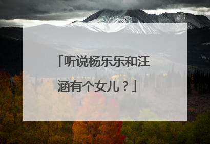 听说杨乐乐和汪涵有个女儿？