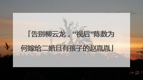 告别柳云龙,“视后”陈数为何嫁给二婚且有孩子的赵胤胤