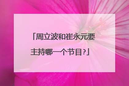 周立波和崔永元要主持哪一个节目?