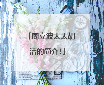 周立波太太胡洁的简介!