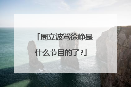周立波骂徐峥是什么节目的了?