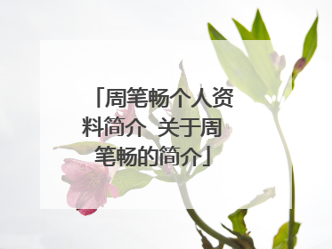 周笔畅个人资料简介 关于周笔畅的简介