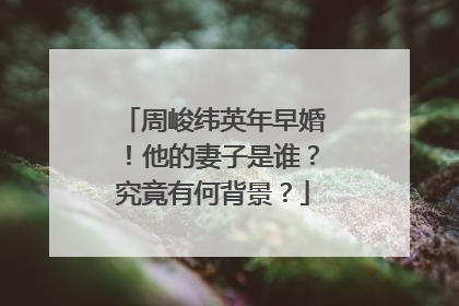 周峻纬英年早婚！他的妻子是谁？究竟有何背景？