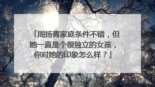 周扬青家庭条件不错，但她一直是个很独立的女孩，你对她的印象怎么样？