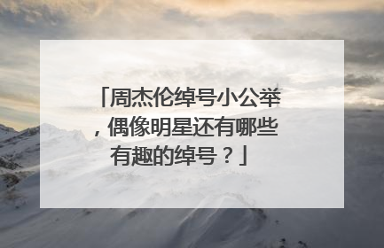 周杰伦绰号小公举,偶像明星还有哪些有趣的绰号?