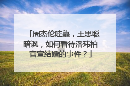 周杰伦哇靠，王思聪暗讽，如何看待潘玮柏官宣结婚的事件？
