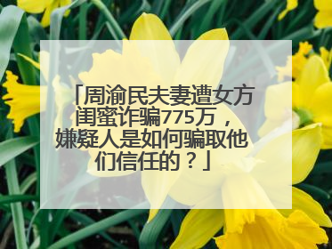 周渝民夫妻遭女方闺蜜诈骗775万，嫌疑人是如何骗取他们信任的？