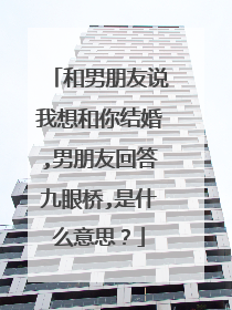 和男朋友说我想和你结婚,男朋友回答九眼桥,是什么意思?