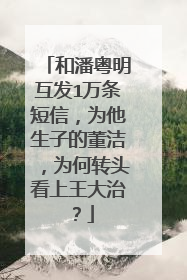 和潘粤明互发1万条短信,为他生子的董洁,为何转头看上王大治?