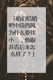 咱们结婚吧中段西风为什么要找小三，他跟苏青后来怎么样了？