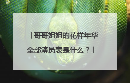 哥哥姐姐的花样年华全部演员表是什么?