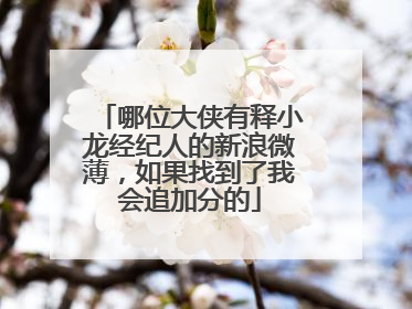 哪位大侠有释小龙经纪人的新浪微薄,如果找到了我会追加分的