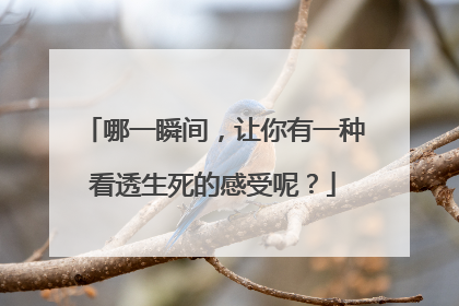 哪一瞬间，让你有一种看透生死的感受呢？