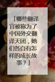 哪些翻译官被称为了中国外交翻译天团，她们各自有怎样的成长故事？